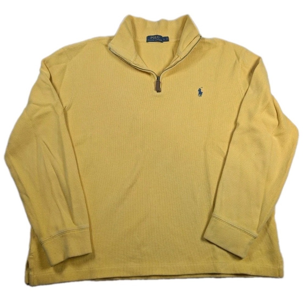 Polo Ralph Lauren Men's Yellow Pullover Quarter Zip Sweater - Size Large